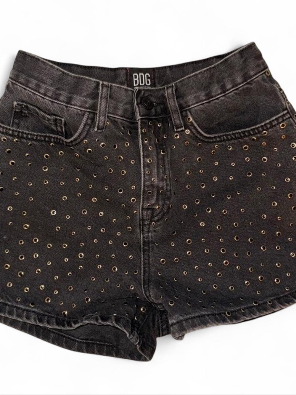 BDG Black Studded Eyelet Denim Shorts